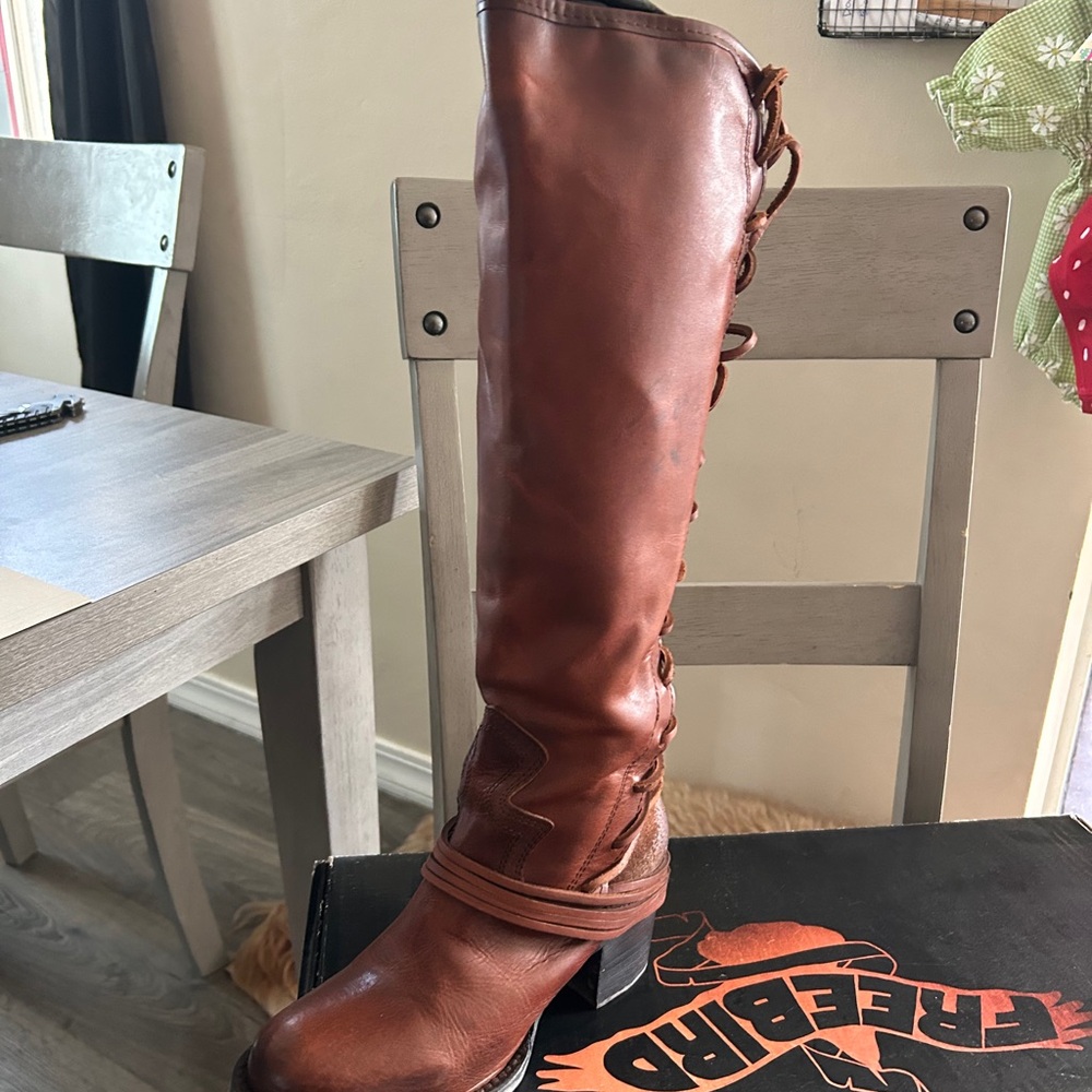 Freebird by Steven Women's Brown Leather Knee-High Boots